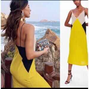 Zara Knit Colorblock Slip Dress Medium